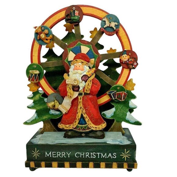 Santa Christmas Ferris Wheel Music Box Working Jingle Bells Holiday Decoration - Picture 7 of 7